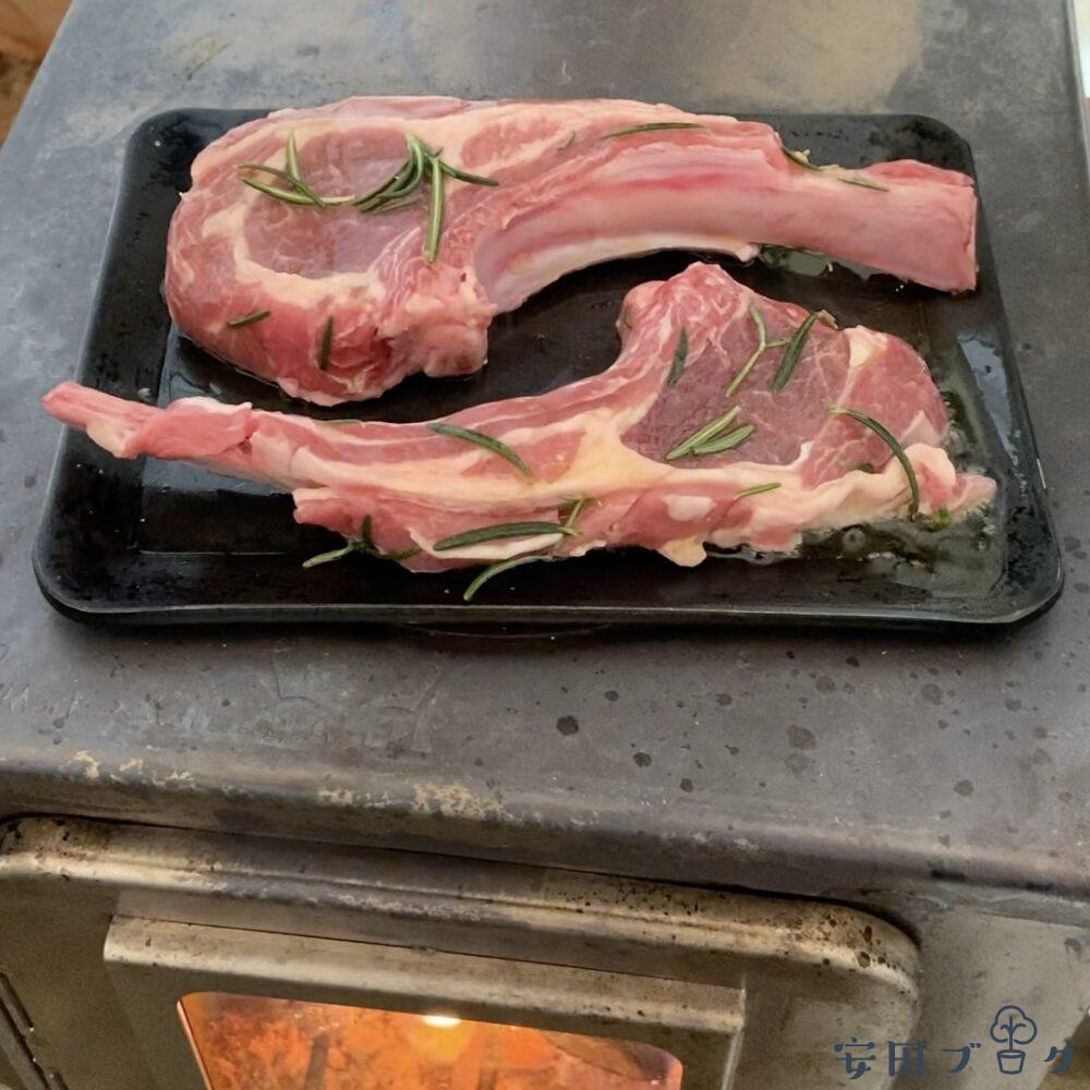 薪ストーブ ラム肉